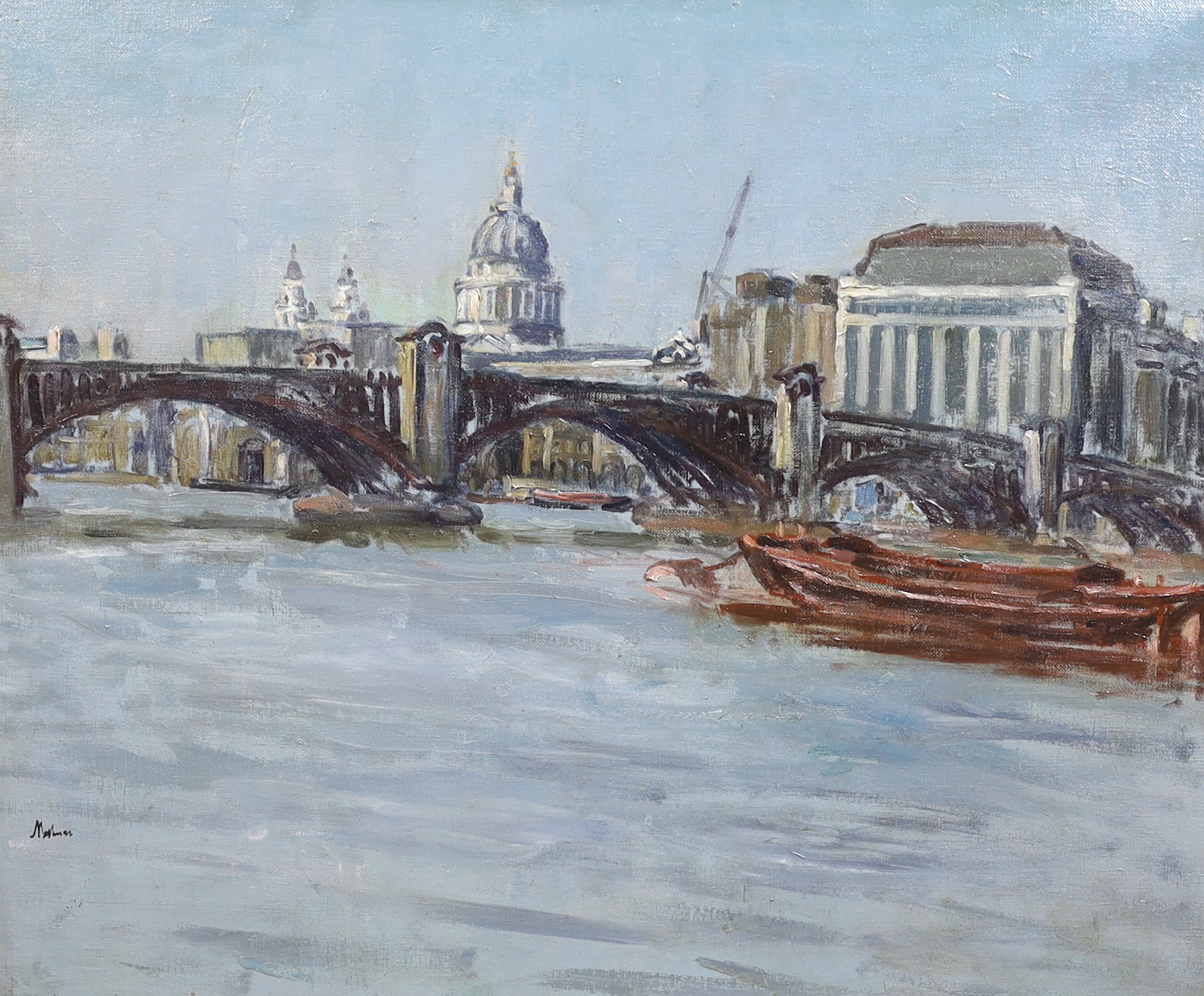 Lord Paul Ayshford Methuen R.A. (English, 1886-1974), 'St Paul's from across The Thames', oil on canvas, 63 x 76cm